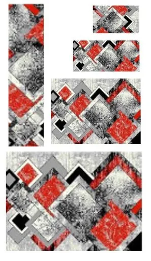 Teppich 5pcs red and white mozaic 