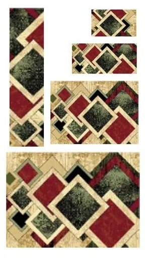 Teppich 5pcs green/red mozaic