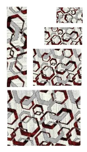 Teppich 5pcs red and Gray mozaic